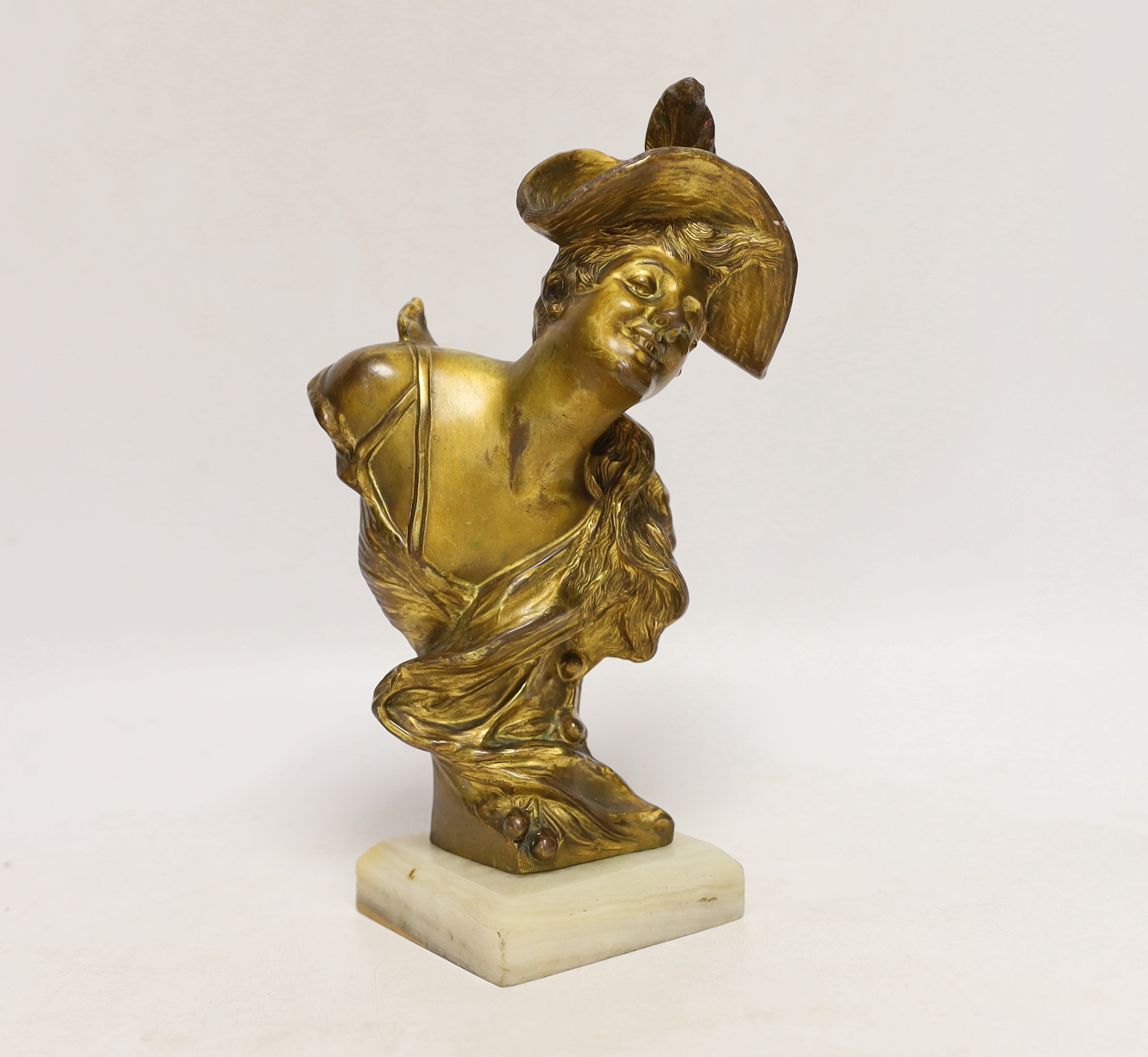 An Art Nouveau ormolu portrait bust, 21cm